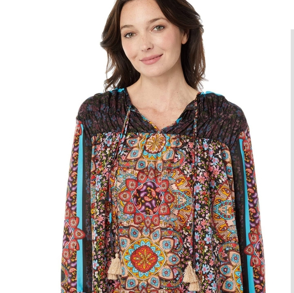 Johnny Was 100% Silk Mandala Margot Blouse  Small